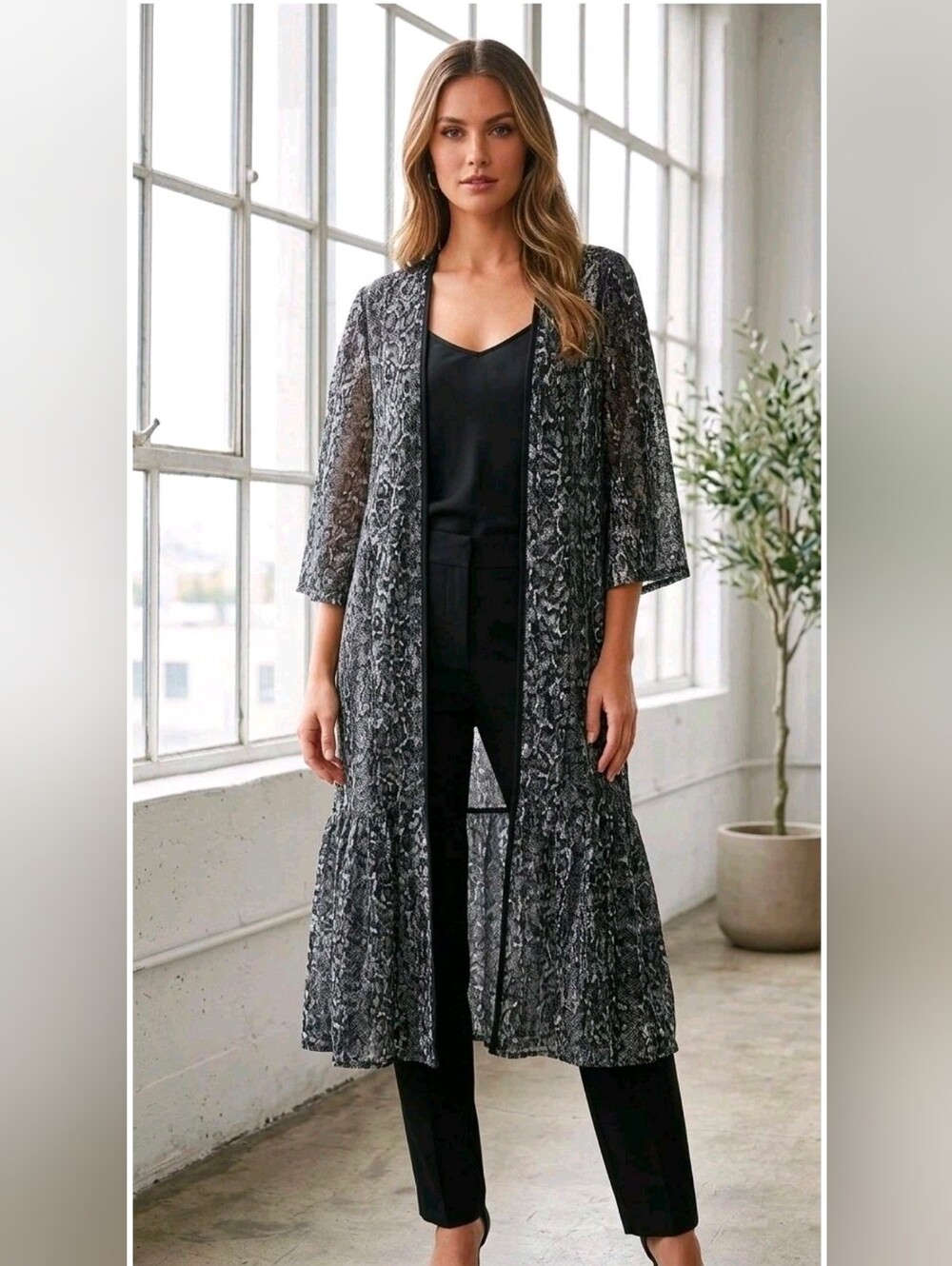 Nwt Jessica Simpson Anaconda Snake Print Duster Size Large